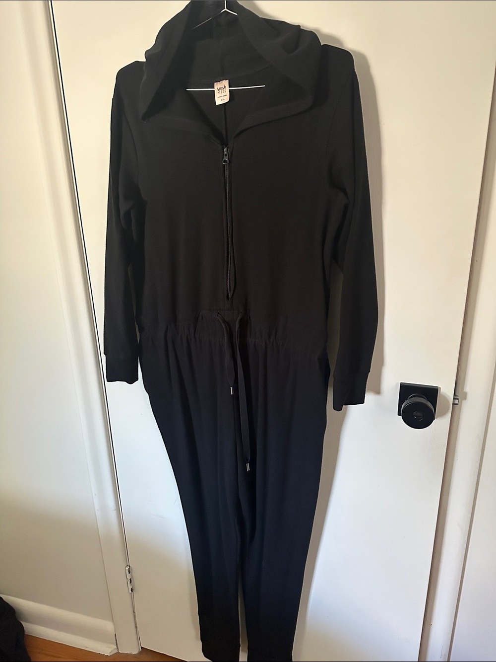 Smash + Tess Black Zip-Front Drawstring Jumpsuit with Hood